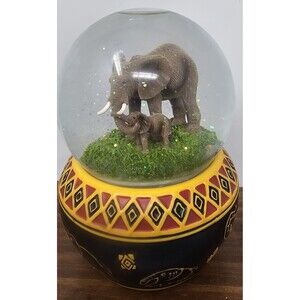 Pride Wilderness Elephants Twinkle Collection Rotating Music Snow Globe Glitter